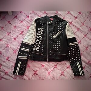 Rockstar Black and White Studded Leather Jacket